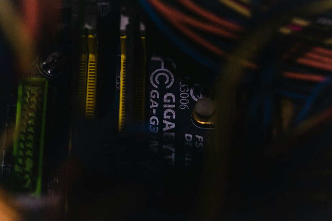 Close-up of a circuit board with glowing details